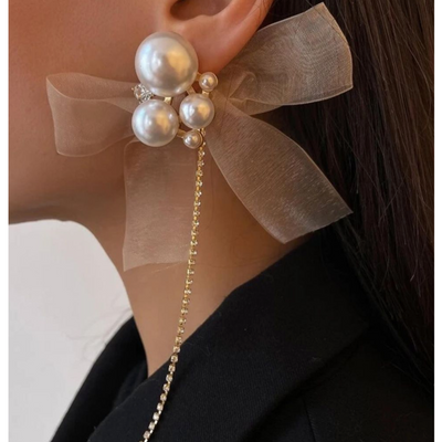 Pearl Bow Earrings - Nasimi Jewels