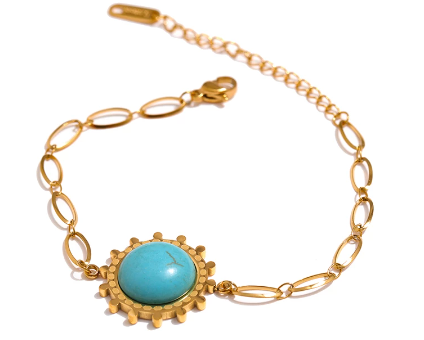 Feroza eye stone blue color Bracelet  crystaljewelleryindia